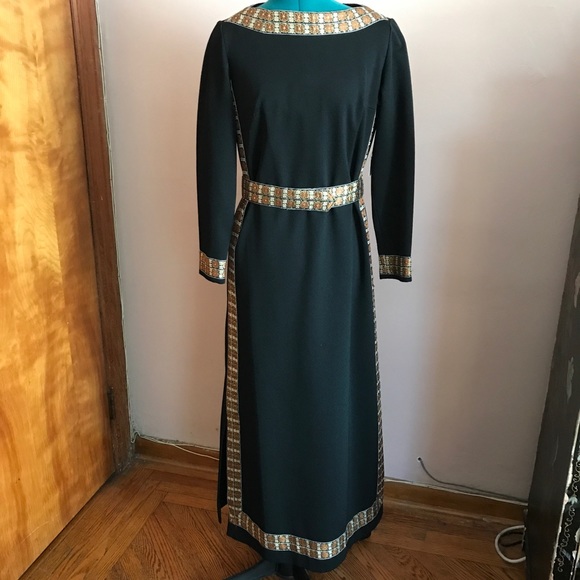 Vintage stunning belted black column dress - Picture 2 of 8